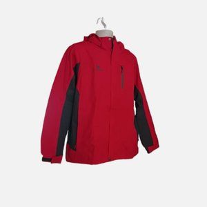 Camel Crown Mens  hooded Jacket Size M 3 In 1 Windbreaker Detachable Red Gray